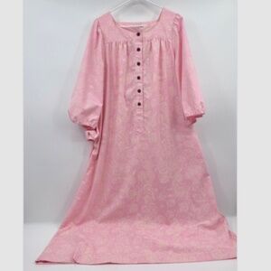 Nakeu Awai Hawaiian Dress Women Large Pink Balloon Sleeve Rose Loke MuuMuu Maxi